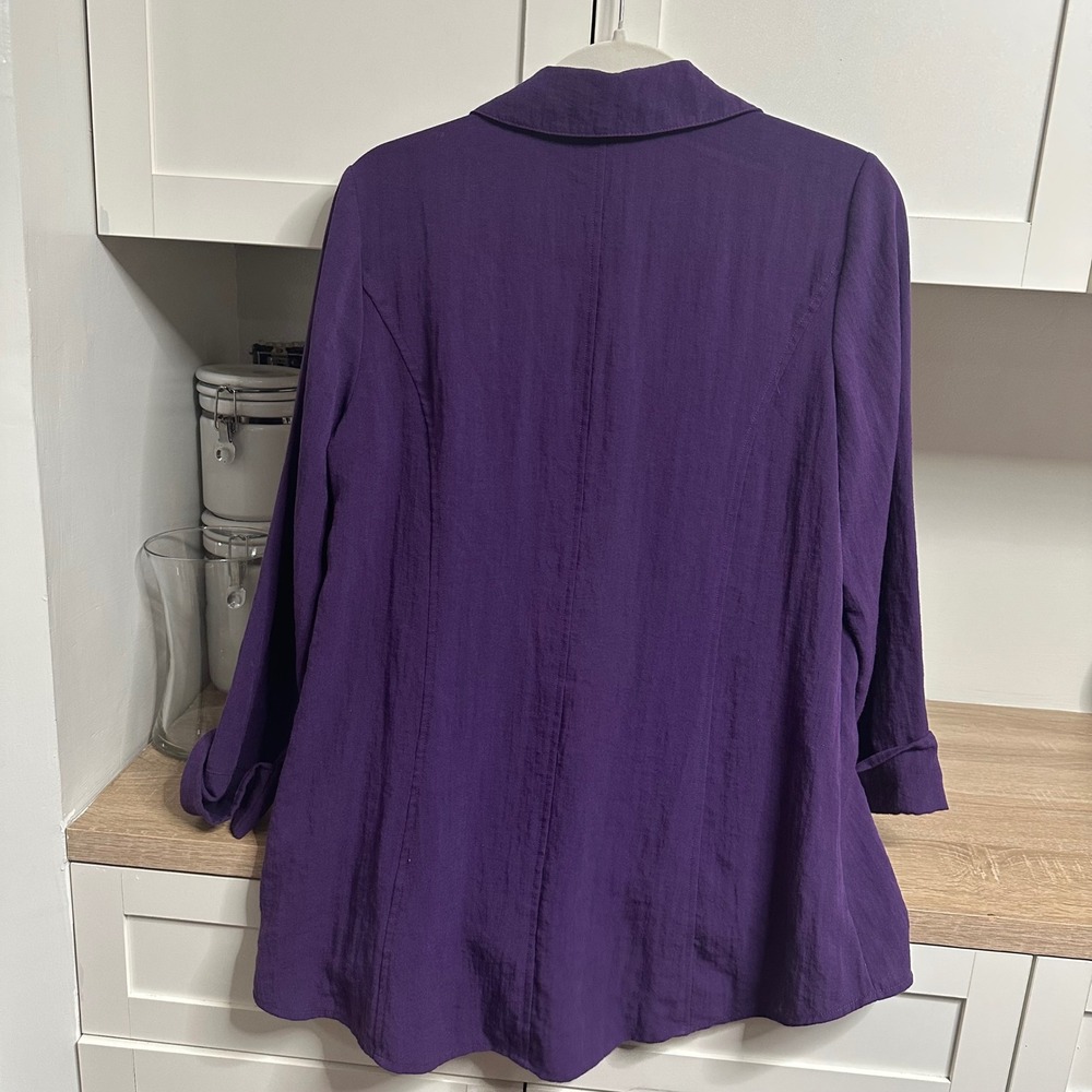 Habitat Button Down Tunic Womens XS Lightweight Textured Long Sleeve Art To Wear - Picture 2 of 13